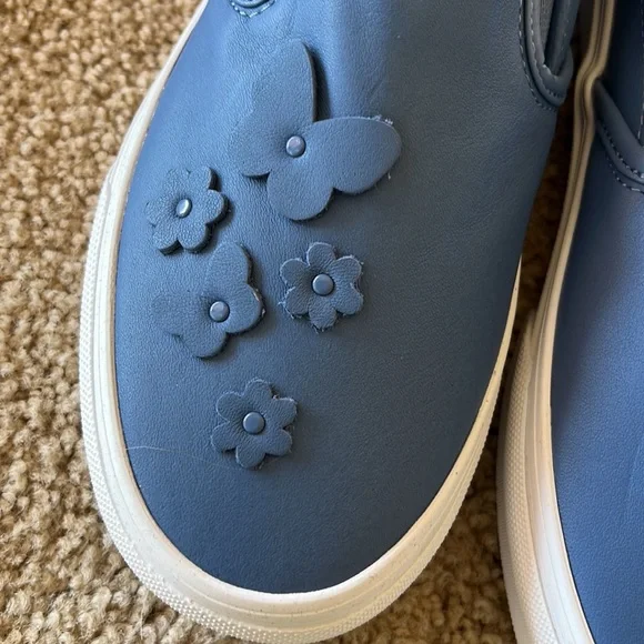 VANS classic slip on (MEADOW APPLIQUE) MOONLIGHT BLUE/TRUE WHITE NWT sz 7 - Picture 4 of 6